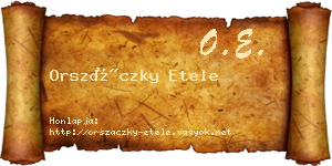 Orszáczky Etele névjegykártya
